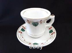 Vintage Brulots French Bistro 5 Set Cups Coffee Espresso White Green Art Nouveau