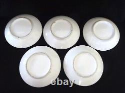 Vintage Brulots French Bistro 5 Set Cups Coffee Espresso White Green Art Nouveau