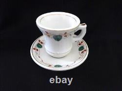 Vintage Brulots French Bistro 5 Set Cups Coffee Espresso White Green Art Nouveau