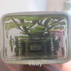 Vintage CAMEO French Style Art Nouveau Etched Layered Forest Glass Vase 10