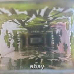 Vintage CAMEO French Style Art Nouveau Etched Layered Forest Glass Vase 10