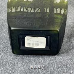 Vintage CAMEO French Style Art Nouveau Etched Layered Forest Glass Vase 9.5tall