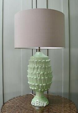 Vintage Casa Pupo Style Pineapple Green Ceramic Brass Side Table Hall Lamps