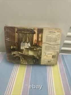 Vintage Croscill Spruce Green Art Nouveau Full Size Sheet Flat/Fitted/Sham Set