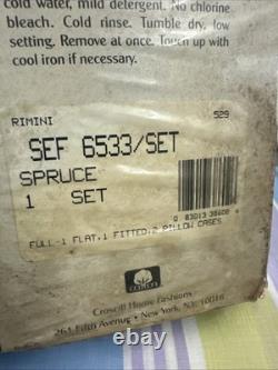 Vintage Croscill Spruce Green Art Nouveau Full Size Sheet Flat/Fitted/Sham Set