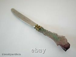 Vintage Daum Pate de Verre Art Glass Butter Knife Nature Collection Green