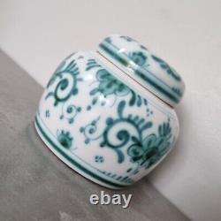 Vintage Dutch Green White Delft Delvert Lidded Jar Rare Art Ornament Home Decor