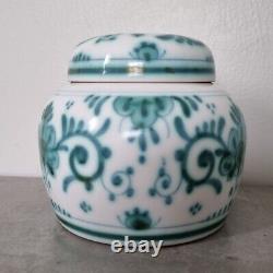 Vintage Dutch Green White Delft Delvert Lidded Jar Rare Art Ornament Home Decor