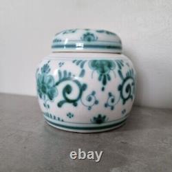 Vintage Dutch Green White Delft Delvert Lidded Jar Rare Art Ornament Home Decor