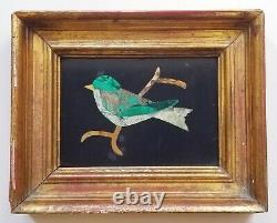 Vintage G. Ugolini Framed Natural Stone Mosaic Florence Italy Bird Unique