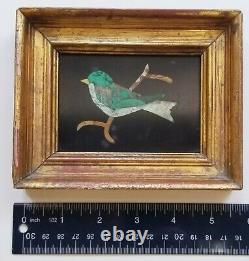 Vintage G. Ugolini Framed Natural Stone Mosaic Florence Italy Bird Unique