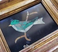 Vintage G. Ugolini Framed Natural Stone Mosaic Florence Italy Bird Unique