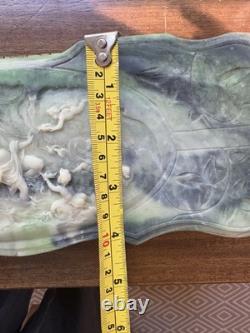 Vintage Genuine Incolay Stone Art Nouveau Style Green Hand Crafted Jewelry Box