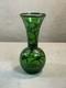 Vintage Green Art Glass Vase Hand Painted Silver Overlay Art Nouveau Style#008