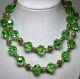 Vintage Green Aurora Borealis Faceted Crystal & Rhinestone Rondel Necklace 29