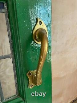 Vintage Green External Stained Glass Front Door inc 2 Brass Art Nouveau Handles