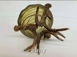 Vintage Johann Loetz Threaded Green Iridescent Art Nouveau Bowl Circa 1900 NICE