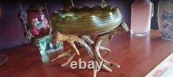 Vintage Johann Loetz Threaded Green Iridescent Art Nouveau Bowl Circa 1900 NICE