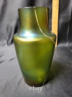 Vintage Loetz Iridescent Spider & Spiders Web Glass Vase SIGNED