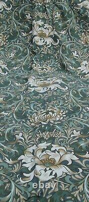 Vintage MEDWAY Jonelle Art Nouveau Curtains Pair Blues Greens 205cm L x 235cm W