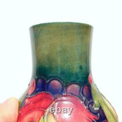 Vintage MOORCROFT Leaf & Berry Design Flower Vase Tube Lined Blue Signature OLD