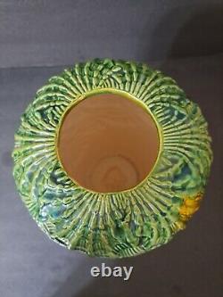 Vintage Majolica Barbotine Pottery Jardiniere Vase Lava 11
