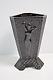 Vintage Mckee Black Amethyst Glass Art Nouveau Nude Lady 3 Sided Triangle Vase