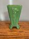 Vintage Mckee Green Glass Art Nouveau Nude Lady 3 Sided Vase