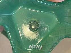 Vintage McKee Green Glass Art Nouveau Nude Lady 3 Sided Vase