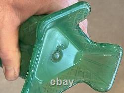 Vintage McKee Green Glass Art Nouveau Nude Lady 3 Sided Vase