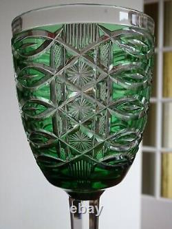 Vintage Monster Pokal Glass Crystal Bohemian Green Colors 10,43