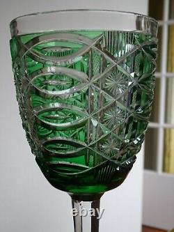 Vintage Monster Pokal Glass Crystal Bohemian Green Colors 10,43