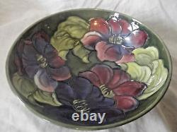 Vintage Moorcroft Large Bowl Clematis Pattern on a Deep Green Ground 1930s