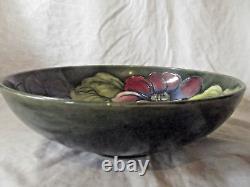 Vintage Moorcroft Large Bowl Clematis Pattern on a Deep Green Ground 1930s