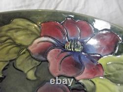 Vintage Moorcroft Large Bowl Clematis Pattern on a Deep Green Ground 1930s