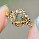 Vintage Moss Agate Art Nouveau Inspired Design 9ct Yellow Gold Ring