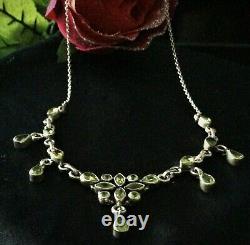 Vintage Pretty Art Nouveau style stamped 925 Silver & Peridot Necklace