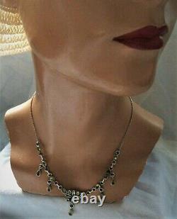 Vintage Pretty Art Nouveau style stamped 925 Silver & Peridot Necklace