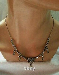 Vintage Pretty Art Nouveau style stamped 925 Silver & Peridot Necklace