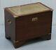 Vintage Record Storage Chest Coffee Table Box Green Leather Military Campaign