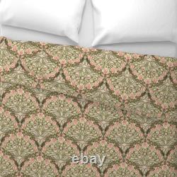 Vintage Roses Pale Green And Blush Art Nouveau Sateen Duvet Cover by Spoonflower