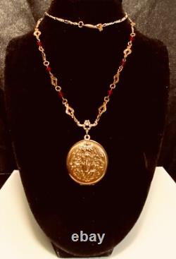 Vintage SADIE GREEN Art Nouveau Lady Picture Locket Necklace 24