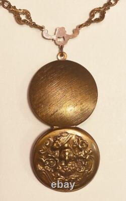 Vintage SADIE GREEN Art Nouveau Lady Picture Locket Necklace 24