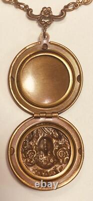 Vintage SADIE GREEN Art Nouveau Lady Picture Locket Necklace 24