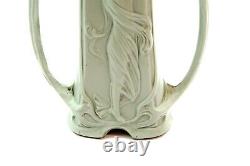 Vintage SCHAFER VATER 6 Jasperware Bisque Vase German Art Nouveau Female Design