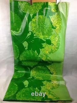 Vintage Scandinavian Oilcloth Upholstery Canvas Fabric Art Deco Nouveau Green