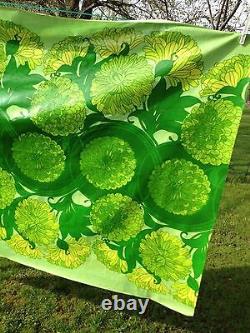 Vintage Scandinavian Oilcloth Upholstery Canvas Fabric Art Deco Nouveau Green