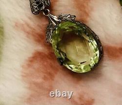 Vintage Silver 925 Peridot QVC Tennis Bracelet & Large Art Nouveau Pendant