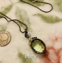 Vintage Silver 925 Peridot QVC Tennis Bracelet & Large Art Nouveau Pendant