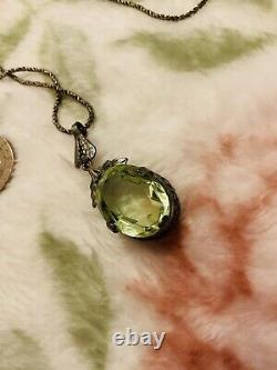 Vintage Silver 925 Peridot QVC Tennis Bracelet & Large Art Nouveau Pendant